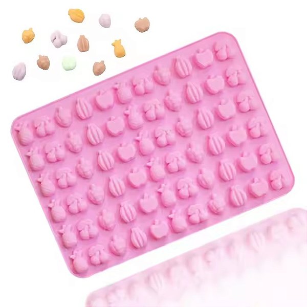 Molde Silicone Frutas Abacaxi Cereja Gummy Gelatina Goma