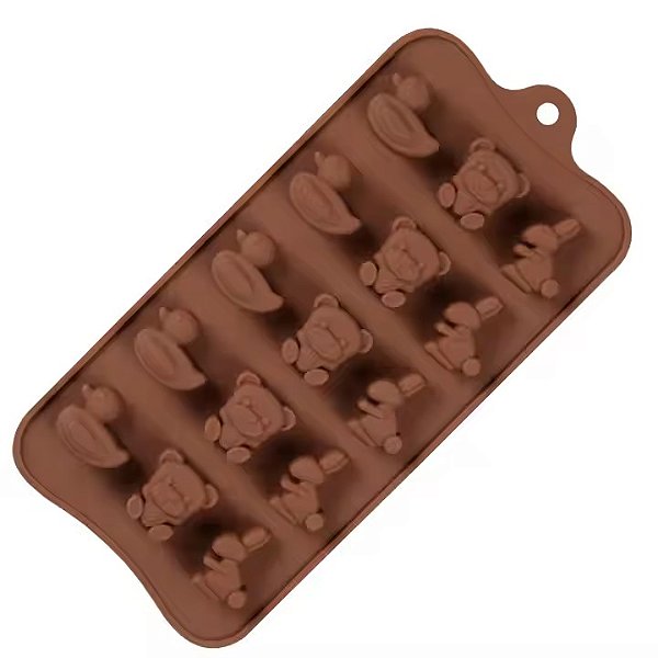 Molde Silicone Chocolate Bombom Doce Pato Coelho Urso 21.5cm