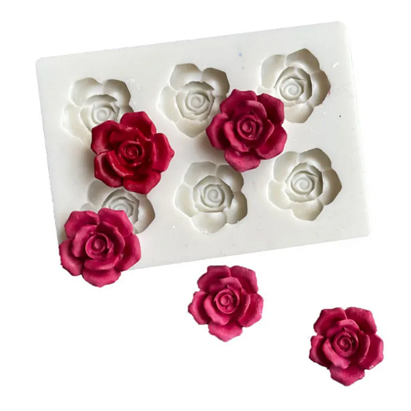 Molde Silicone 6 Rosas 9,6x6,7cm Bolo Confeiteiro Fondant