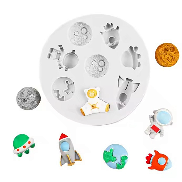 Molde Silicone Espaço Foguete Astronauta Lua Planeta Terra
