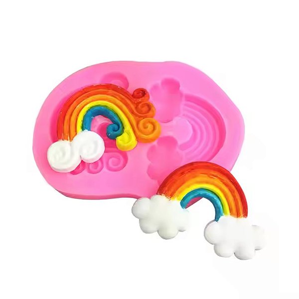 Forma Molde Silicone Arco Iris Nuvem Ceu  Fondant Chocolate