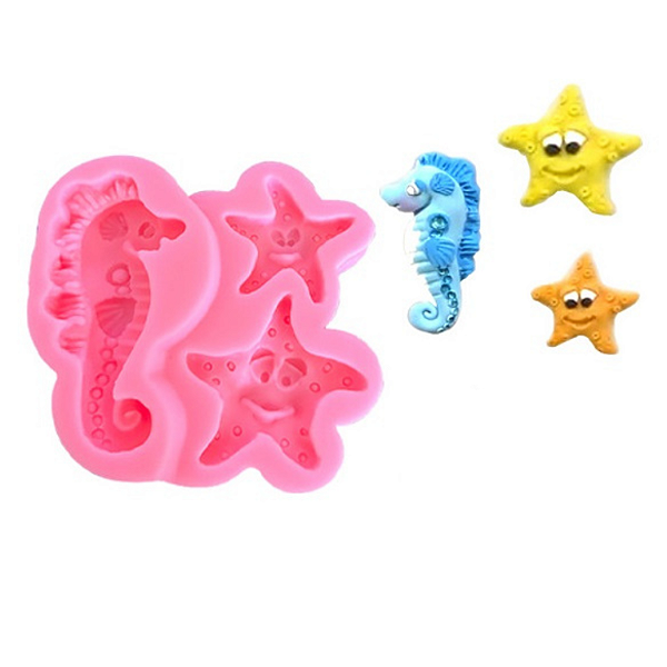 Molde Silicone Cavalo Marinho Estrela Mar  Biscuit Fondant