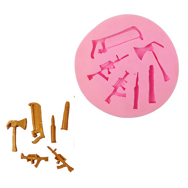 Molde Silicone Exercito Soldado Machado Metralhadora Serrote