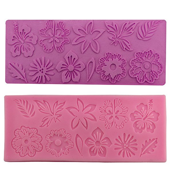 Molde Silicone Flores Folhas Floral Açucar Fondant Biscuit