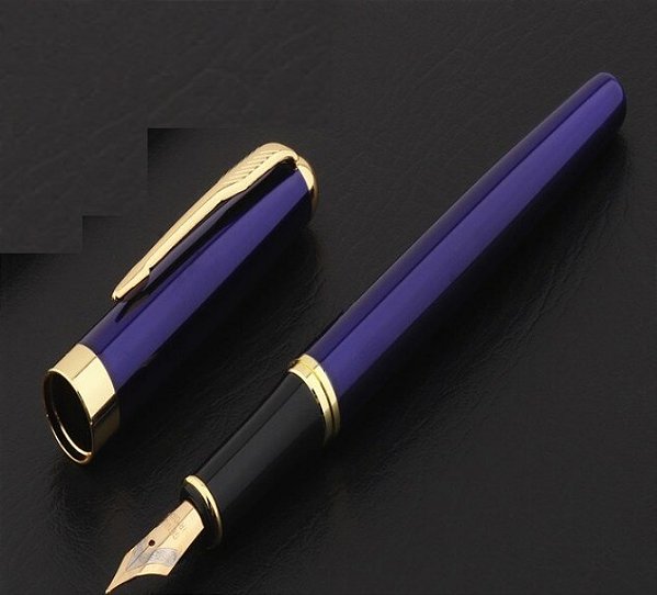 Caneta Fina Tinteiro Pena Luxo Presente Exterior Azul