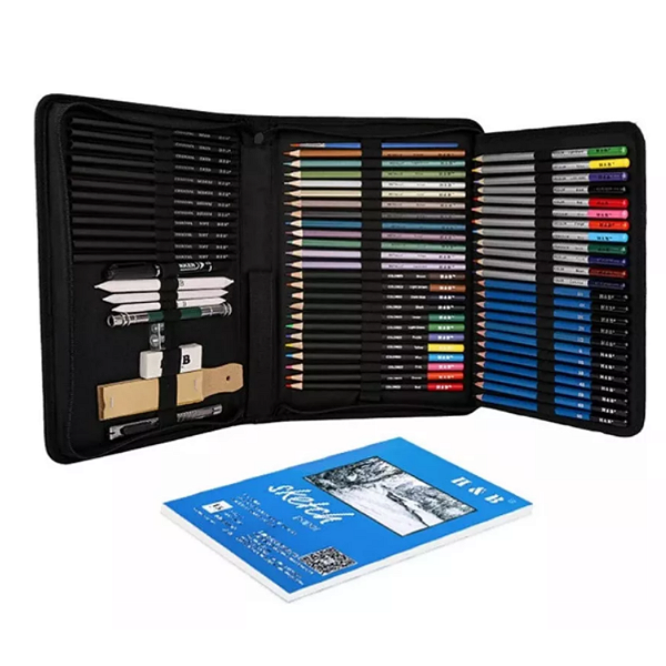 Kit de Desenho Artístico Profissional 72 PÇS Lápis  Grafite