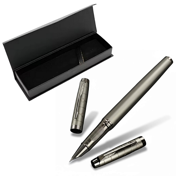 CANETA TINTEIRO PENA FINA METAL VERDE ESCURO com caixa LUXO