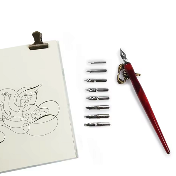KIT 9 PONTAS PENA CANETA TINTEIRO CALIGRAFIA MANGA ARTE