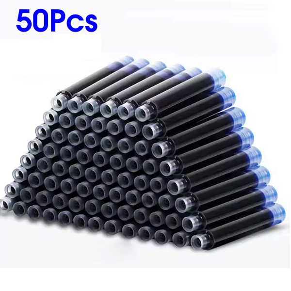 KIT 50 CARTUCHOS RECARGA CANETA TINTEIRO NANKIN AZUL 3.4MM