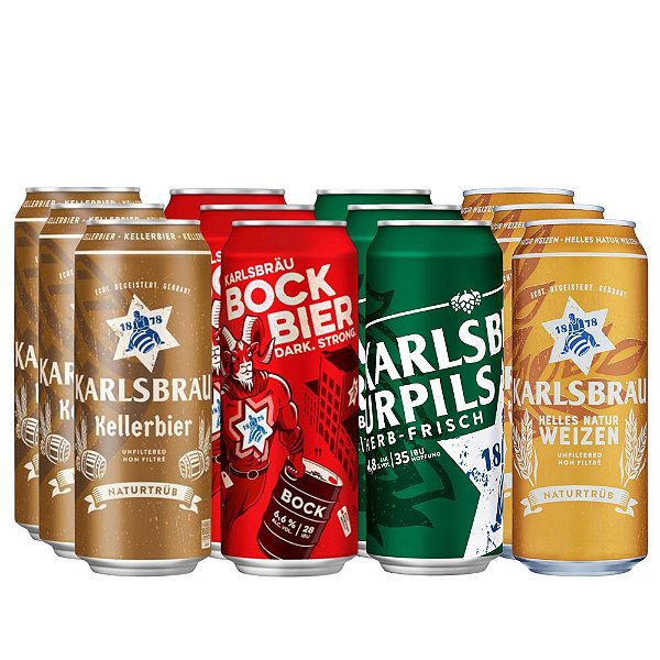 Combo 12 Cervejas Karlsbrau, latas 500ml
