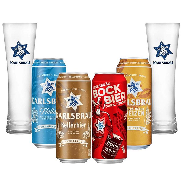 Combo 4 Cervejas Karlsbrau + 2 Copos