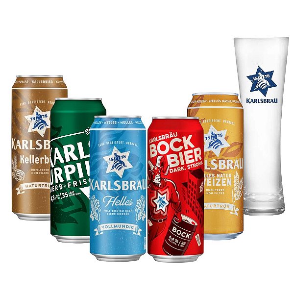 Combo 5 Cervejas Karlsbrau + 1 Copo