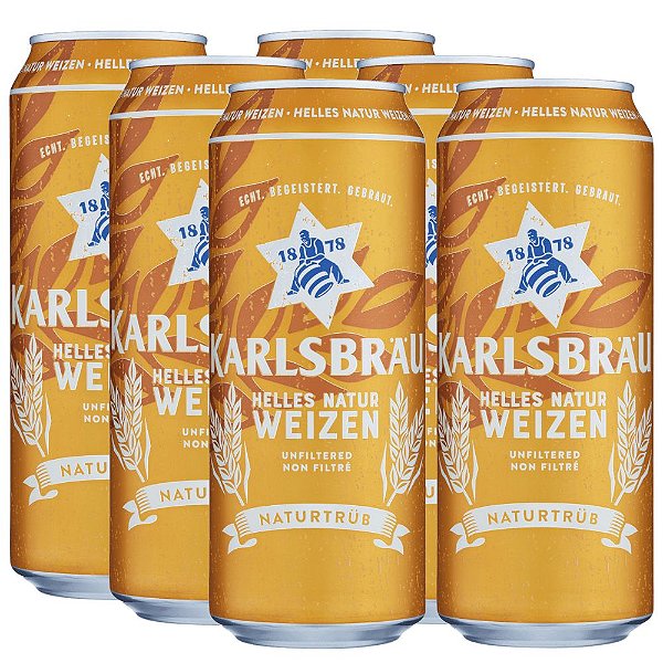 Cerveja Karlsbrau Weizen, Pack 6 latas 500ml