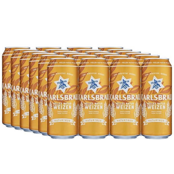 Cerveja Karlsbrau Weizen, Caixa Fechada com 24 latas 500ml