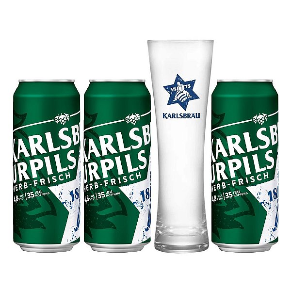 Combo Karlsbrau Urpils - 3 Latas 500ml + Copo
