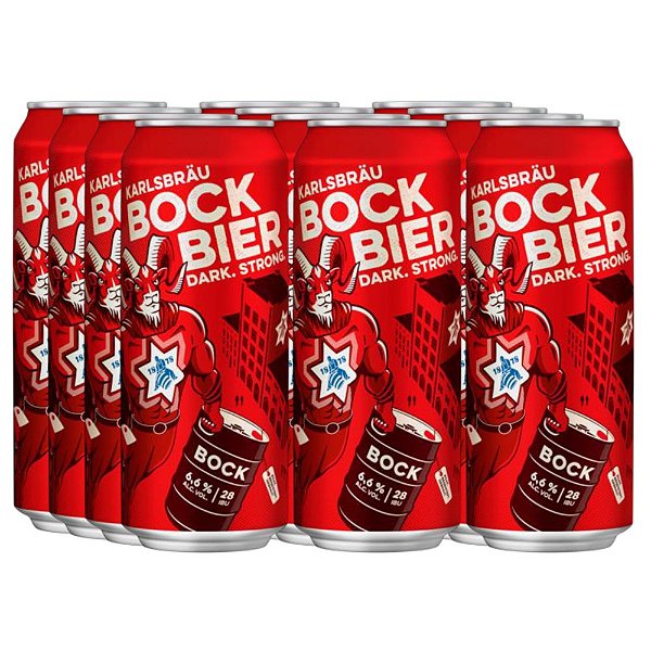 Cerveja Karlsbrau Bock Bier, pack com 12 latas 500ml