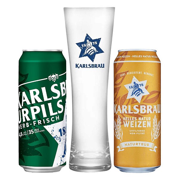 Kit Cervejas Karlsbrau (1 Weizen + 1 Urpils + 1 Copo)