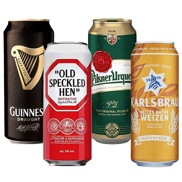 Combo 4 Cervejas (Guinness, Old Speckled, Pilsner Urquell, Karlsbrau Weizen)