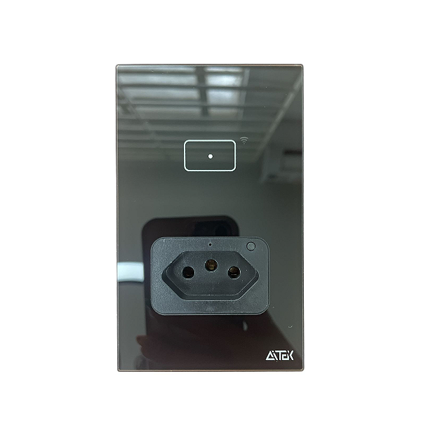 INTERRUPTOR INTELIGENTE TOUCH + TOMADA  PRETO  AITEK ALPHA-110-1P