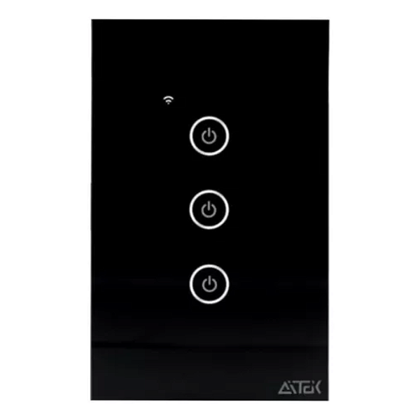 INTERRUPTOR INTELIGENTE TOUCH PRETO COM 3 BOTOES  (BIVOLT)  ALPHA-100-3P