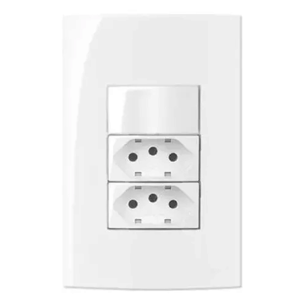INTERRUPTOR + 2 TOMADA  SIMPLES 10A-250V  4X2 SLEEK