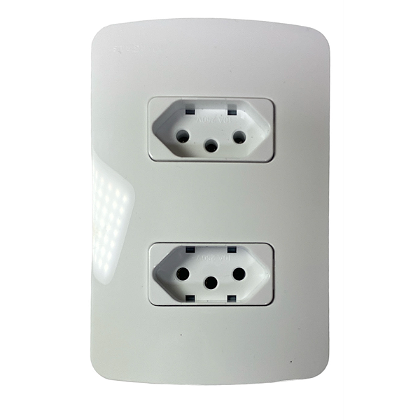 CONJ 2 TOM PAD BRAS 2P+T SEPARADAS 10A-250V 4X2 BR B3 MARGIRIUS 19446