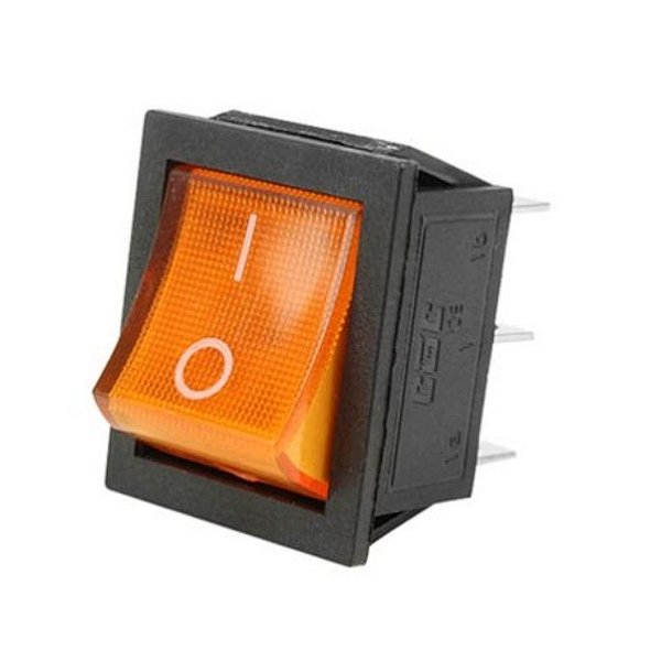 CHAVE GANGORRA KCD4 COM LED, 6 TERMINAIS, LARANJA, 15 A - 250 VAC, 20A - 125 VAC