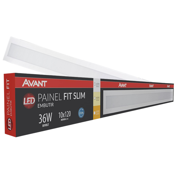 PAINEL LED FIT SLIM EMBUTIR 100X1200 6500K 36W AVANT 2880