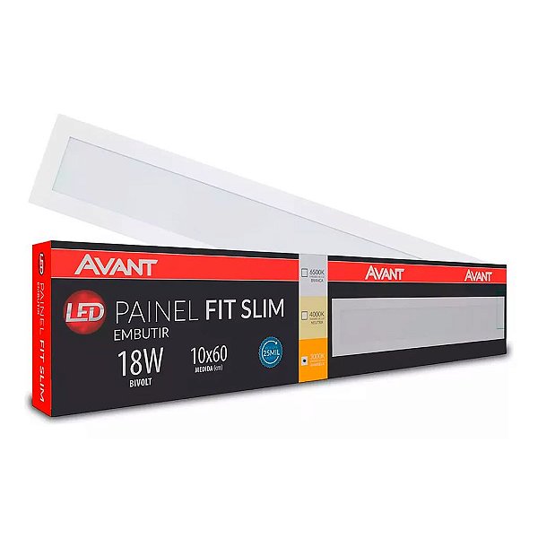 PAINEL LED FIT SLIM EMBUTIR 100X600 6500K 18W AVANT 1440
