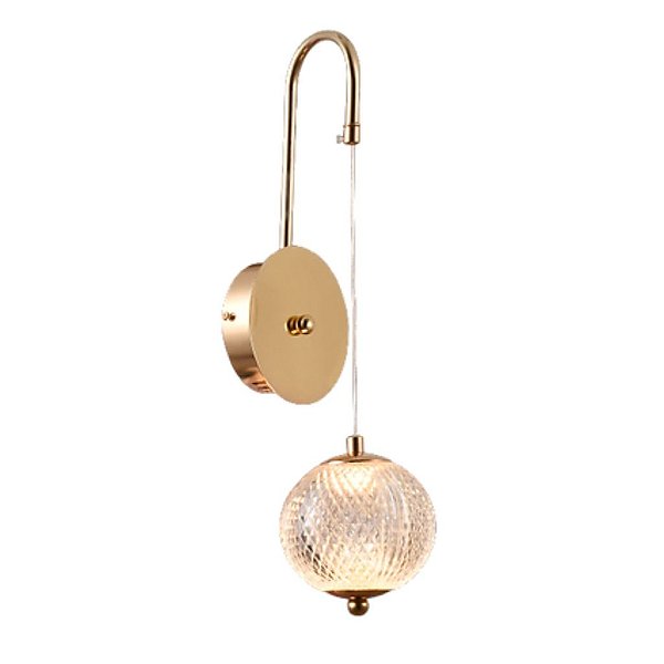 LUMINÁRIA ARANDELA DE METAL E VIDRO 5W DOURADO NE-1618
