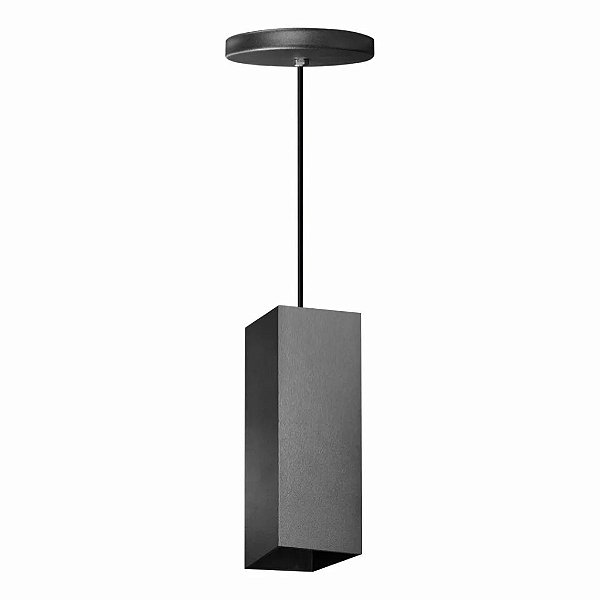 PENDENTE DE TETO QUADRADO C/ BOCAL GU10 COR-PRETO BRAVOLED 30858
