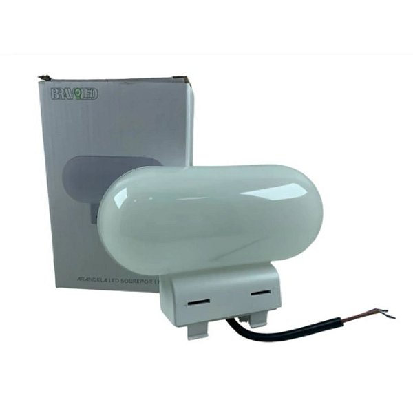 ARANDELA LED TARTARUGA SOBREPOR COR-BRANCA 5W 3000K IP65 BRAVOLED 30830