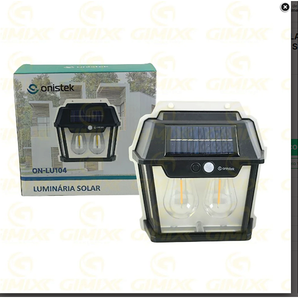 LUMINARIA LED SOLAR  2 LAMPADAS BATERIA INTERNA RECARREGAVEL SENSOR DEPRESENCA - ON-LU104
