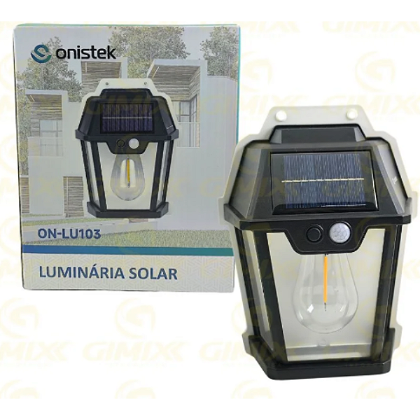 LUMINARIA LED SOLAR PARA AREA EXTERNA RECARREGAVEL SENSOR DEPRESENCA - ON-LU103