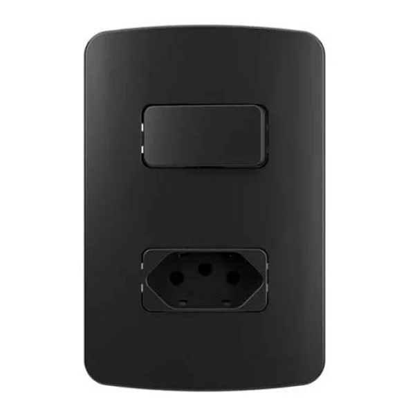 CONJ 1 TOM 2P+T 10A-250V +1INT SIM 10A-250V 4X2 EB B3 PA022698