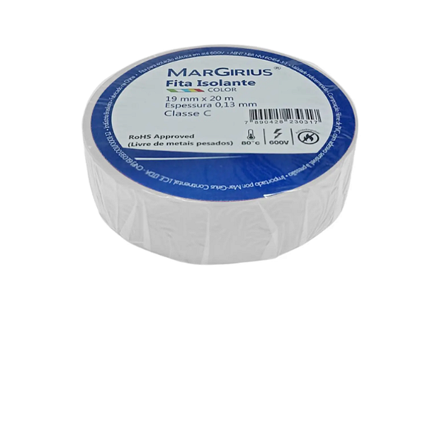 FITA ISOLANTE 19MM X 5M 0,13MM CLASSE C BRANCA PA023029