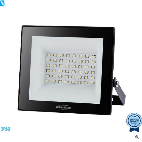 REFLETOR LED PLAY 50W IP66 ALUM QUAD 110MM BIVOLT 6.500K - PRETO - (78506000)