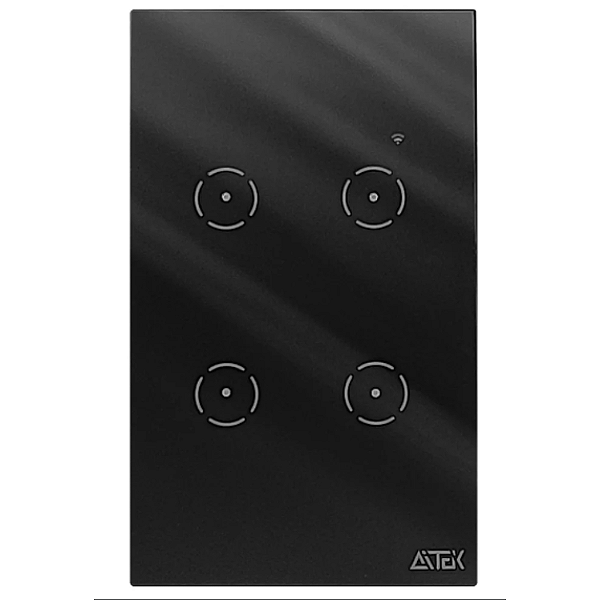 INTERRUPTOR INTELIGENTE TOUCH COM 4 BOTOES - WIFI/BLUETOOTH - TENSAO DE ENTRADA (BIVOLT): 100-240V - ALPHA-100-4P
