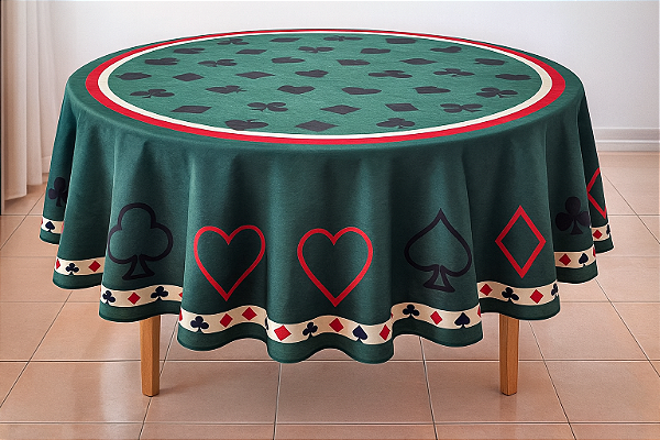 Toalha de mesa para Jogos Baralho Pocker em Plush Redonda