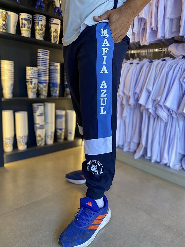Calça Retrô Tactel Máfia Azul