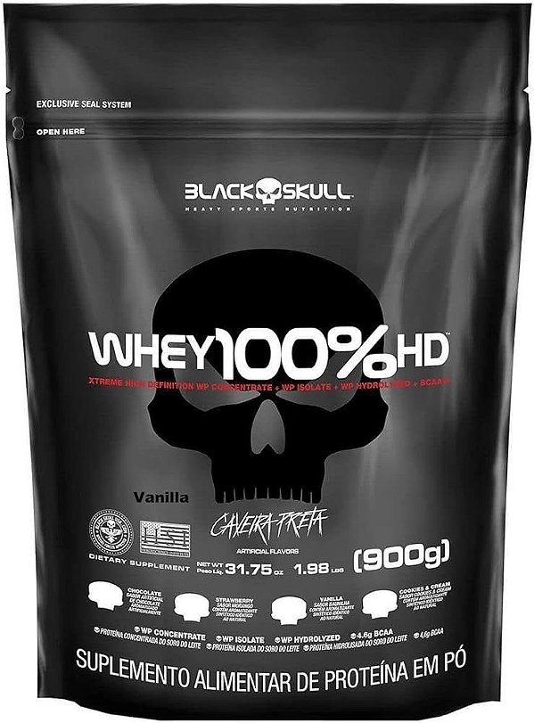 Whey 100% hd baunilha black skull
