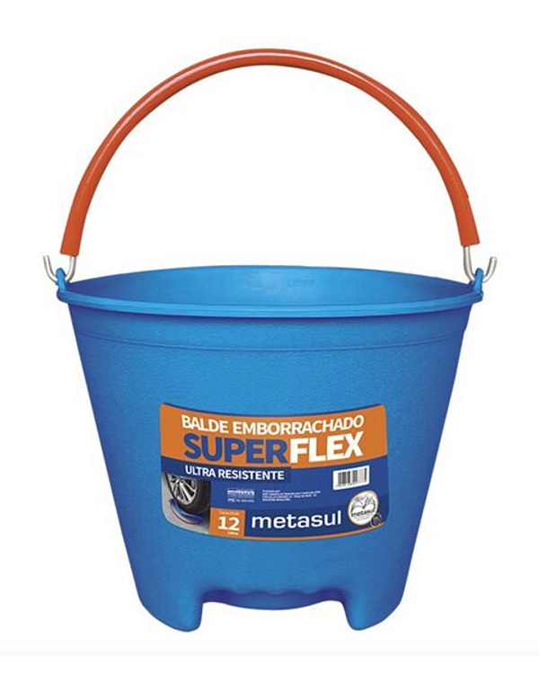 Balde Emborrachado Superflex Plastico 12l Metasul