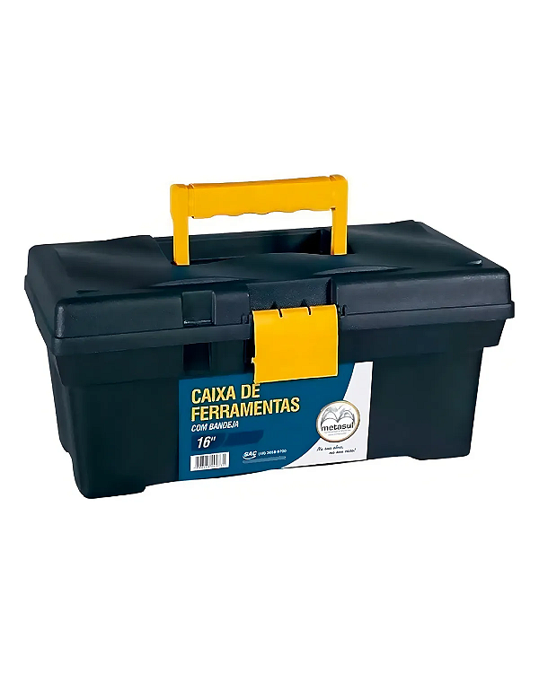 Caixa Ferramentas Plastica Standard Metasul Preta - Médio - 16"