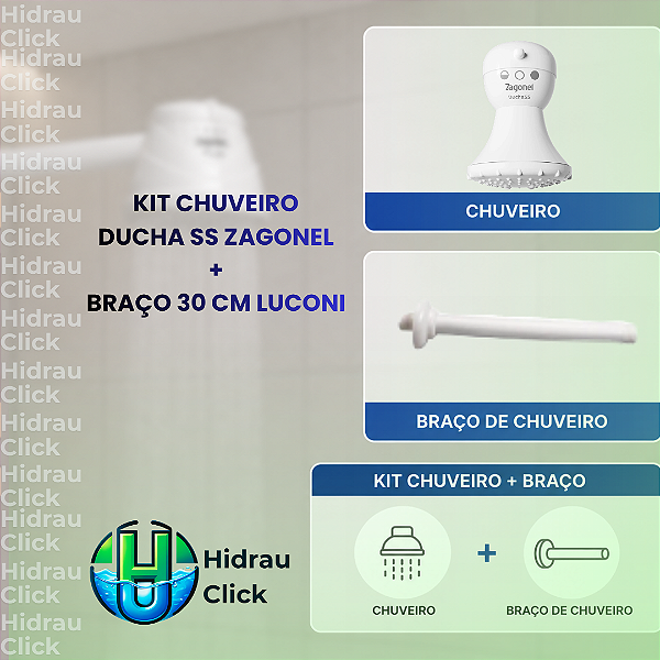 Kit Chuveiro Completo Ducha Ss com Braço 30 Cm - 220v