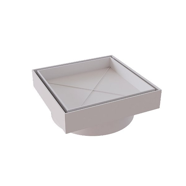 Ralo Oculto Invisivel Smart Quadrado Branco - 15x15 Cm