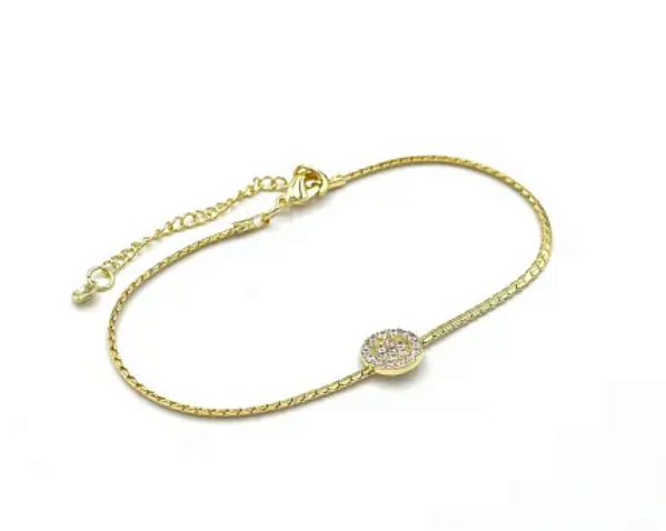 Pulseira com pingente cravejado zircônia