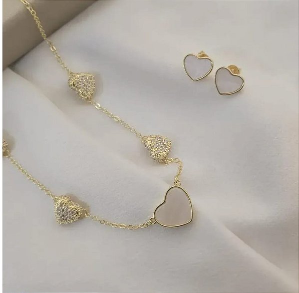 Conjunto dourado madrepérola