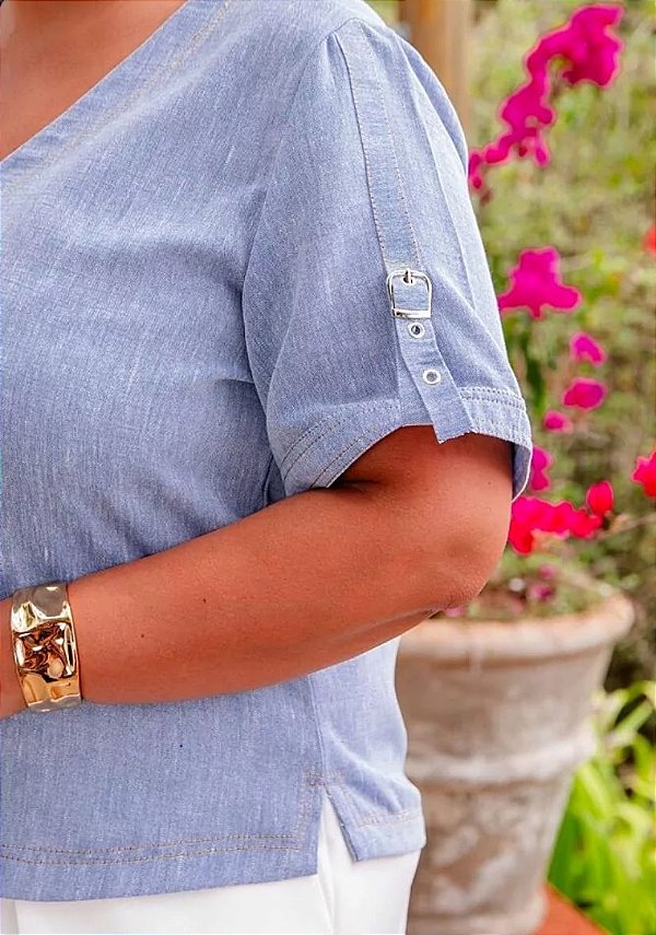 BLUSA EM POLYLINHO AZ CLARO