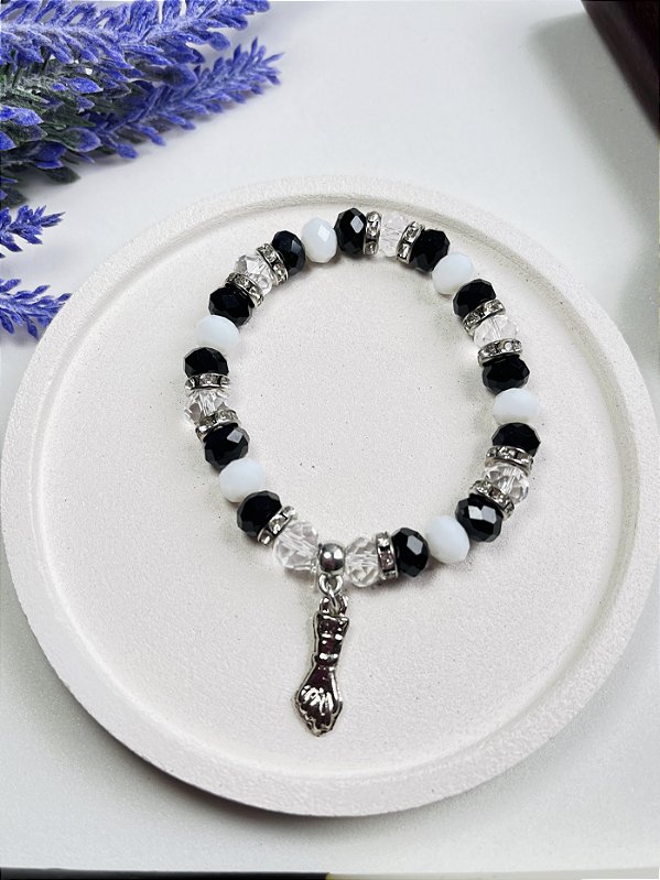 Pulseira Preto Velho - Cristais com Figa