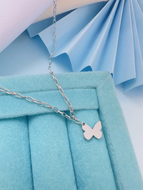 CHOKER BORBOLETA 40CM - AÇO INOX